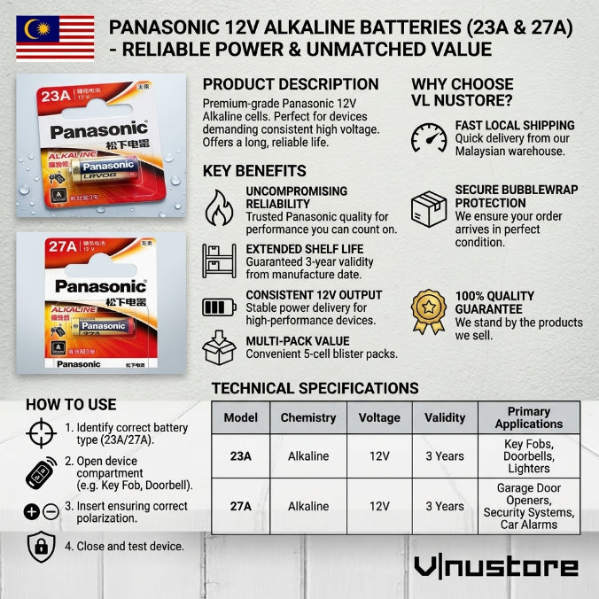 Panasonic 12V 23A / 12V 27A Alkaline Battery