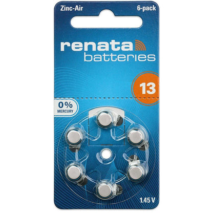 Renata Zinc Air Battery A10 / A13 / A312 / A675 / PR70 / PR48 / PR41 / PR44 305 mAh 1.45V 0% Mercury