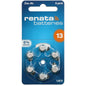 Renata Zinc Air Battery A10 / A13 / A312 / A675 / PR70 / PR48 / PR41 / PR44 305 mAh 1.45V 0% Mercury