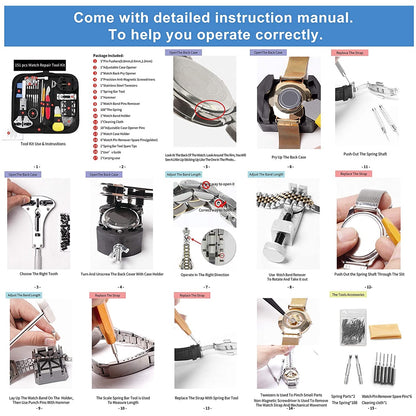 Watch Repair Kit | Watch Case Opener Spring Bar Tools | Watch Battery Replacement Tool Kit Watch Band Link Pin Tool Jam