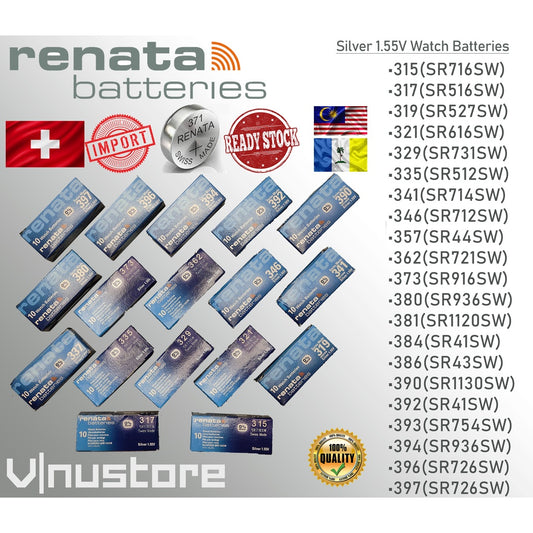 RENATA • Swiss Watch Battery • 315 317 319 321 329 335 341 346 357 362 371 373 380 381 384 386 390 392 393 364 SR621SW