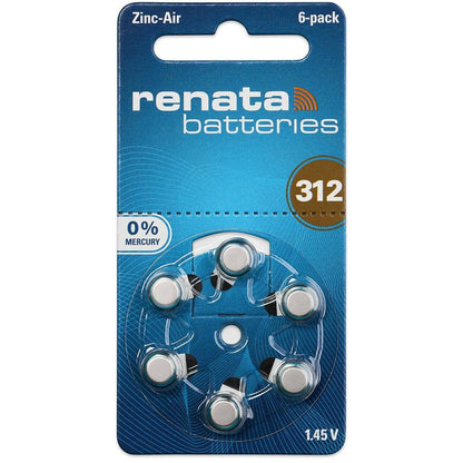 Renata Zinc Air Battery A10 / A13 / A312 / A675 / PR70 / PR48 / PR41 / PR44 305 mAh 1.45V 0% Mercury