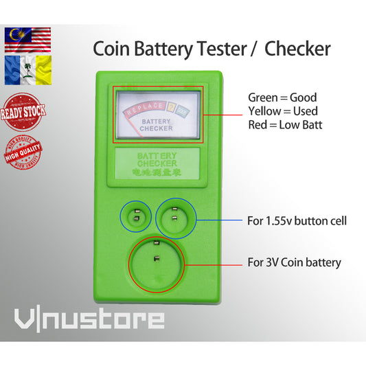 Coin Battery Tester — 3V &amp; 1.55V Button Cell Checker