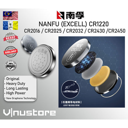 NANFU Battery CR1220 CR2016 CR2025 CR2032 CR2430 CR2450 New Graphene Technology 石墨烯 10 Years Shell Life Batteries Bateri