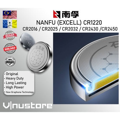NANFU Battery CR1220 CR2016 CR2025 CR2032 CR2430 CR2450 New Graphene Technology 石墨烯 10 Years Shell Life Batteries Bateri