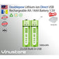 Original Doublepow USB rechargeable AA / AAA Battery | Built-in USB Port / Cable