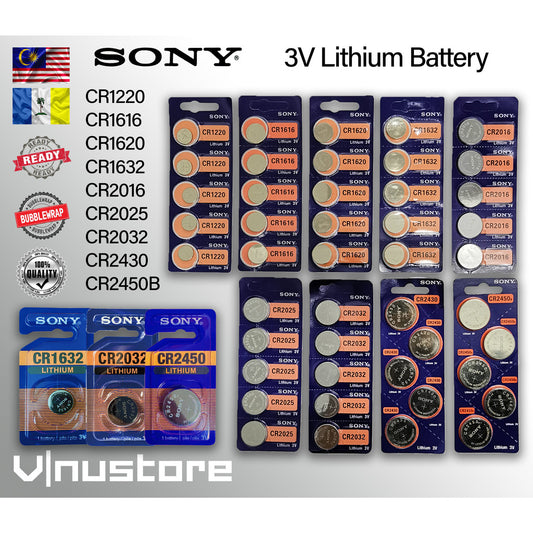 SONY 3V Lithium Coin Battery CR1220/CR1616/CR1620/CR1632/CR2016/CR2025/CR2032/CR2430/CR2450B CMOS BATTERY / BIOS BATTERY