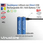 Original Doublepow USB rechargeable AA / AAA Battery | Built-in USB Port / Cable