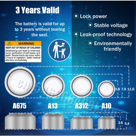 Renata Zinc Air Battery A10 / A13 / A312 / A675 / PR70 / PR48 / PR41 / PR44 305 mAh 1.45V 0% Mercury