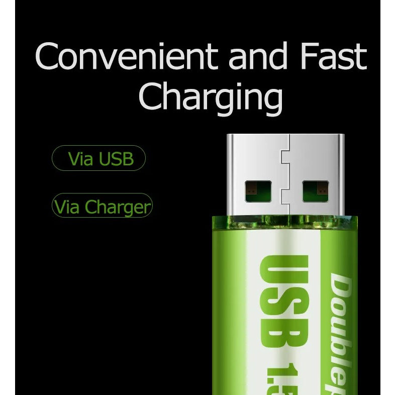 Original Doublepow USB rechargeable AA / AAA Battery | Built-in USB Port / Cable