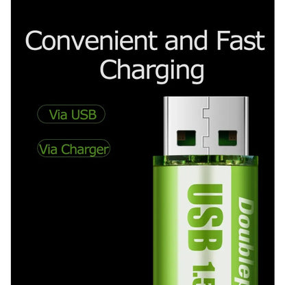 Original Doublepow USB rechargeable AA / AAA Battery | Built-in USB Port / Cable