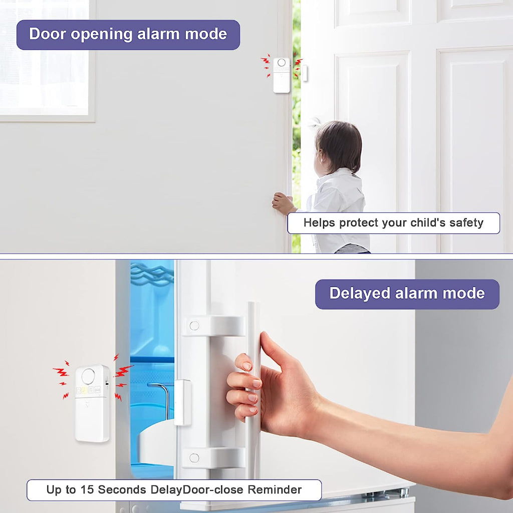 Multi Funciton Wireless Door Sensor Alarm | 4-Mode | 2 Years Battery Life | Window Alarm | Welcome DoorBell | 开门警报器