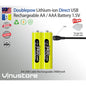 Original Doublepow USB rechargeable AA / AAA Battery | Built-in USB Port / Cable