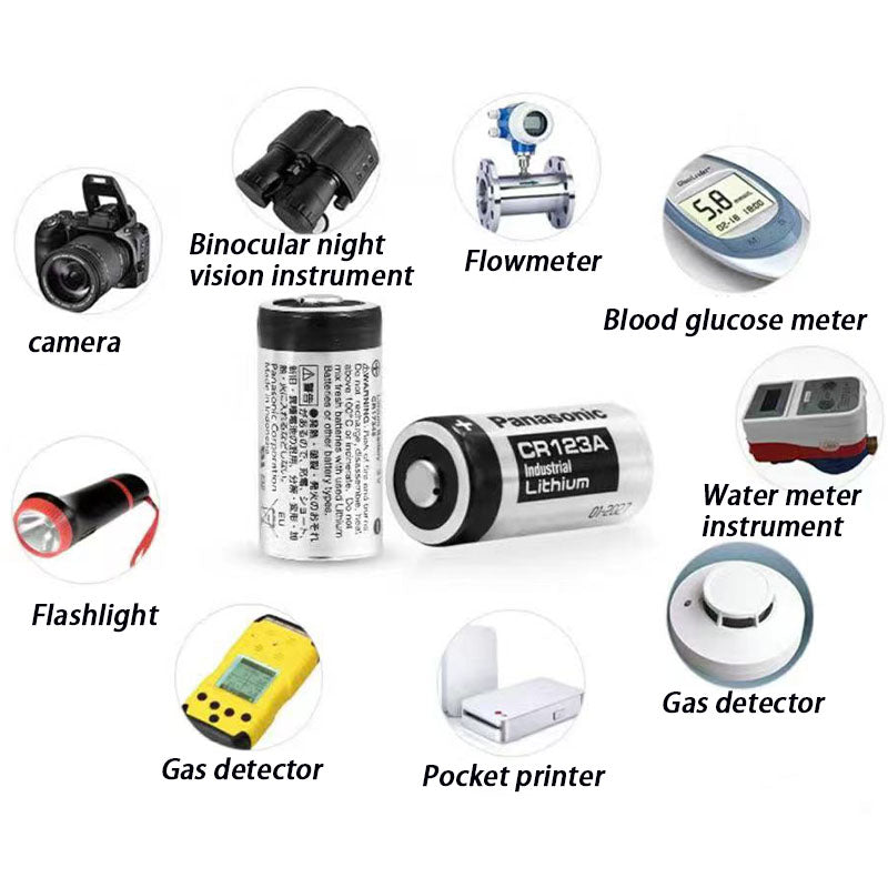 PANASONIC CR2 / CR123A Industrial Lithium Battery 3V Voltage 850mAh / 1550mAh for Camera, Flashlight & Smoke Detector