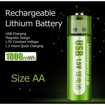 Original Doublepow USB rechargeable AA / AAA Battery | Built-in USB Port / Cable