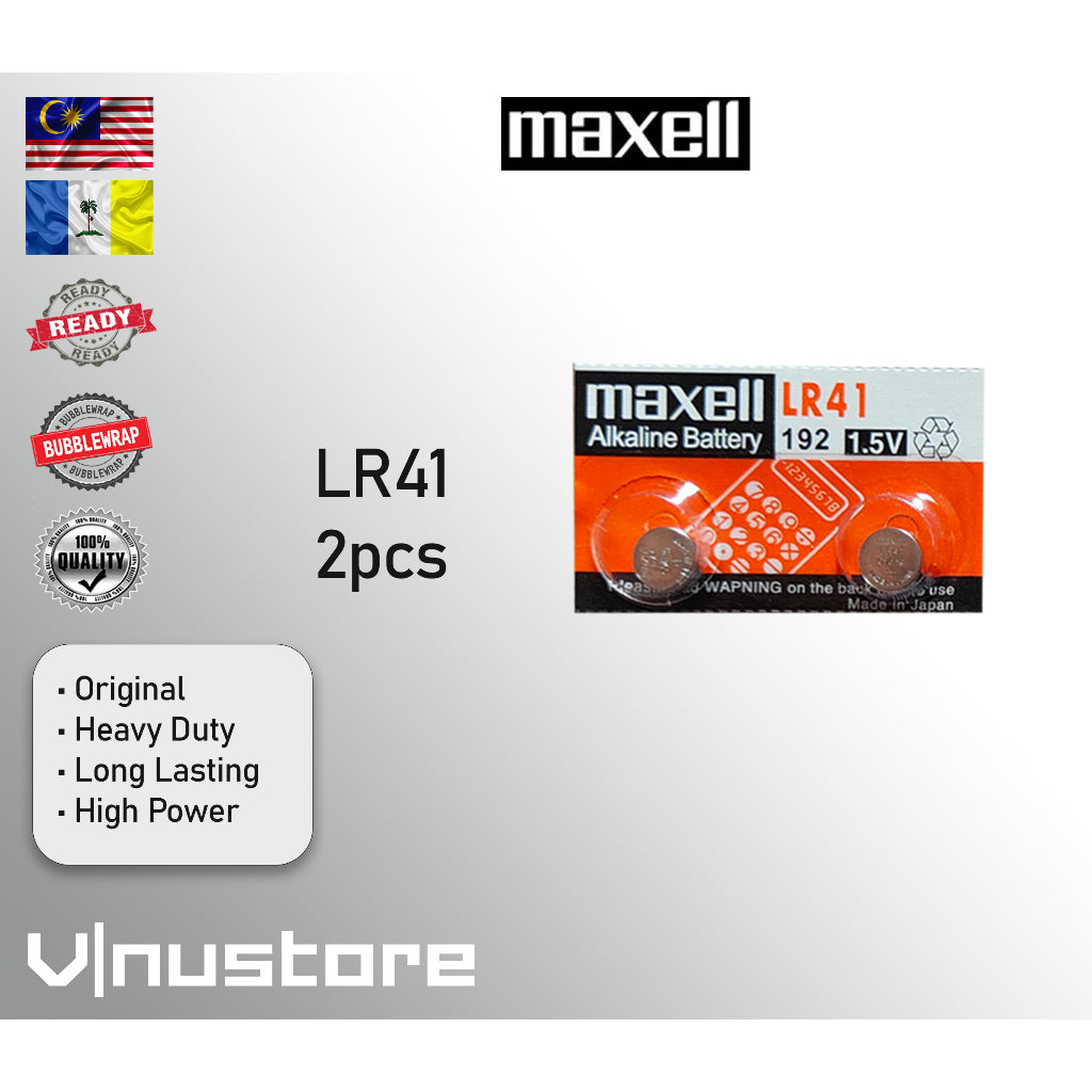 Maxell LR41 LR44 LR1130 | 1.5V Watch Battery | Lithium Battery | 192 A76 189 | Bateri Jam Tangan