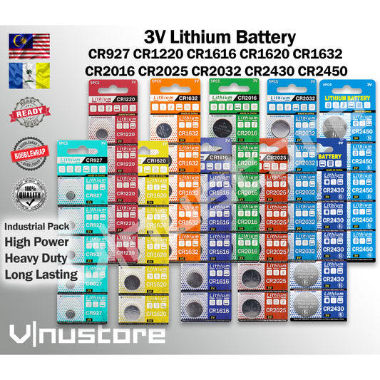3V Lithium Battery CR2450 CR2430 CR2032 2025 2016 1632 1620 1616 1220 927 Batteries Bateri Coin Watch Remote Calculator