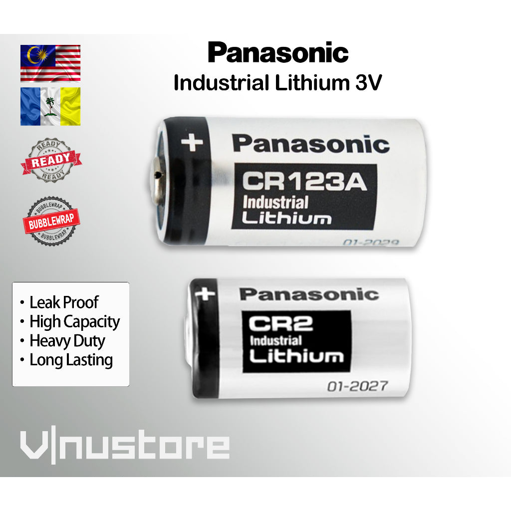 PANASONIC CR2 / CR123A Industrial Lithium Battery 3V Voltage 850mAh / 1550mAh for Camera, Flashlight & Smoke Detector