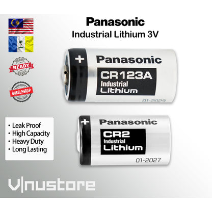 PANASONIC CR2 / CR123A Industrial Lithium Battery 3V Voltage 850mAh / 1550mAh for Camera, Flashlight & Smoke Detector