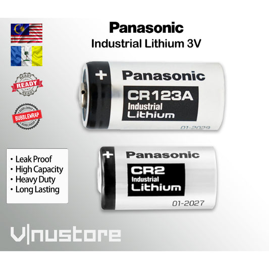 PANASONIC CR2 / CR123A Industrial Lithium Battery 3V Voltage 850mAh / 1550mAh for Camera, Flashlight & Smoke Detector