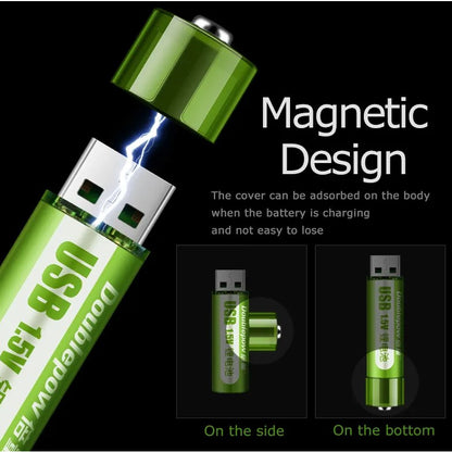 Original Doublepow USB rechargeable AA / AAA Battery | Built-in USB Port / Cable