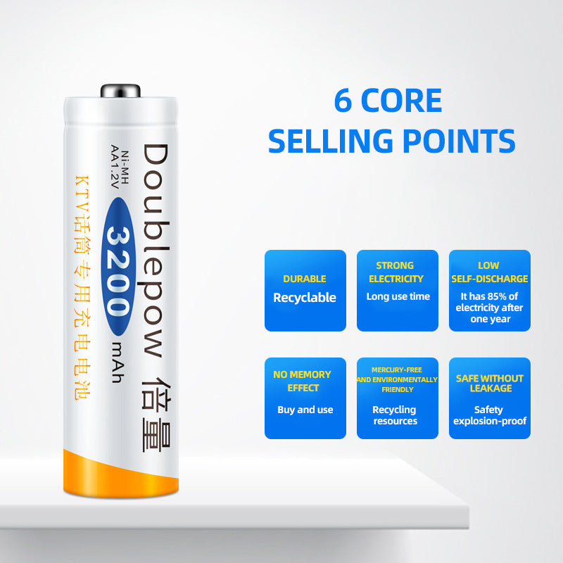 Original Doublepow Rechargeable AA Battery 3200mAh Ni-MH | FREE USB CHARGER & STORAGE BOX