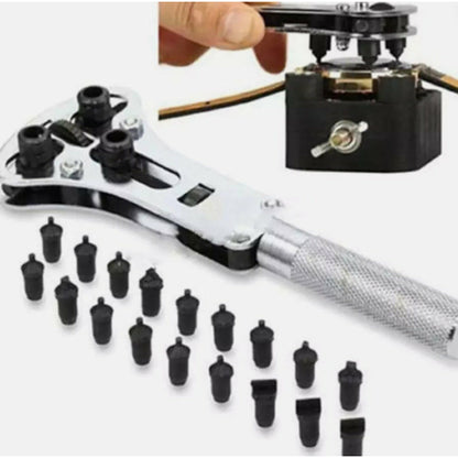 Watch Repair Back Case Opener 55mm / 34mm Adjustable Wrench Screw Cover Remover Tool Kit +18x Screw Battery Replacement