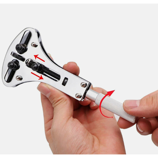 Watch Repair Back Case Opener 55mm / 34mm Adjustable Wrench Screw Cover Remover Tool Kit +18x Screw Battery Replacement