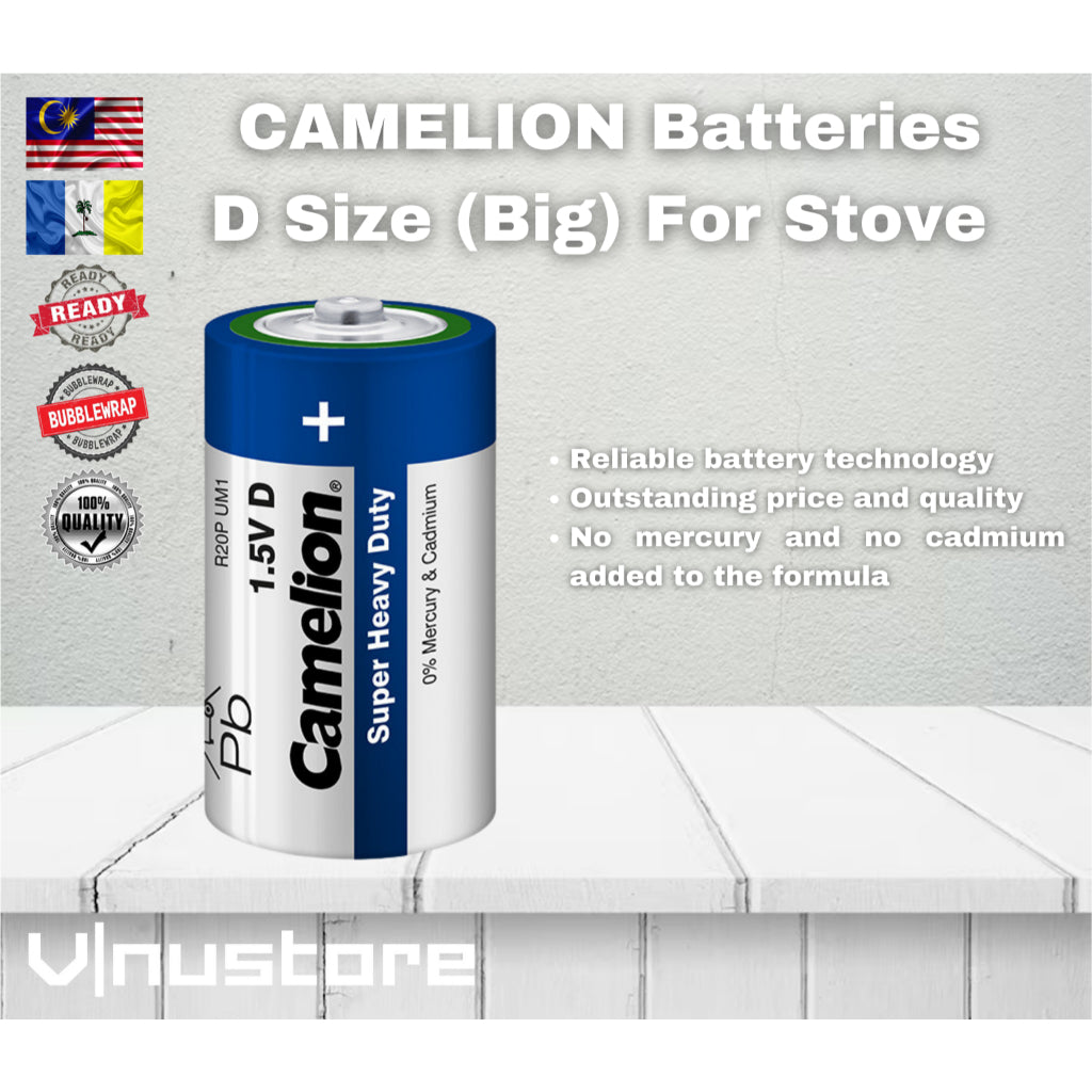 Camelion D Size Big Battery Super Heavy Duty Alkaline Plus For Stove FlashLight Radio Large Batteries Bateri LR20 R20P