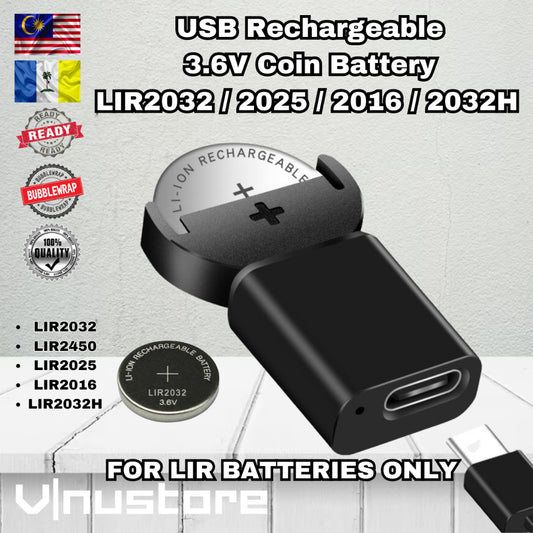 USB Type C Charger For 3.6V Coin Battery LIR2032 LIR2016 LIR2025 LIR1632 LIR1025 LIR1620 LIR1220 Batteries Bateri Button