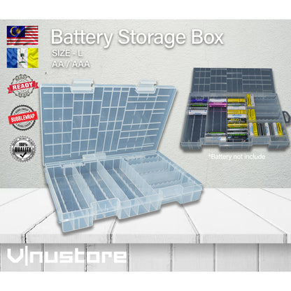 Battery Storage Box | AA AAA 9V Size C Size D Batteries Compartment Holder Container Organizer Protection Box