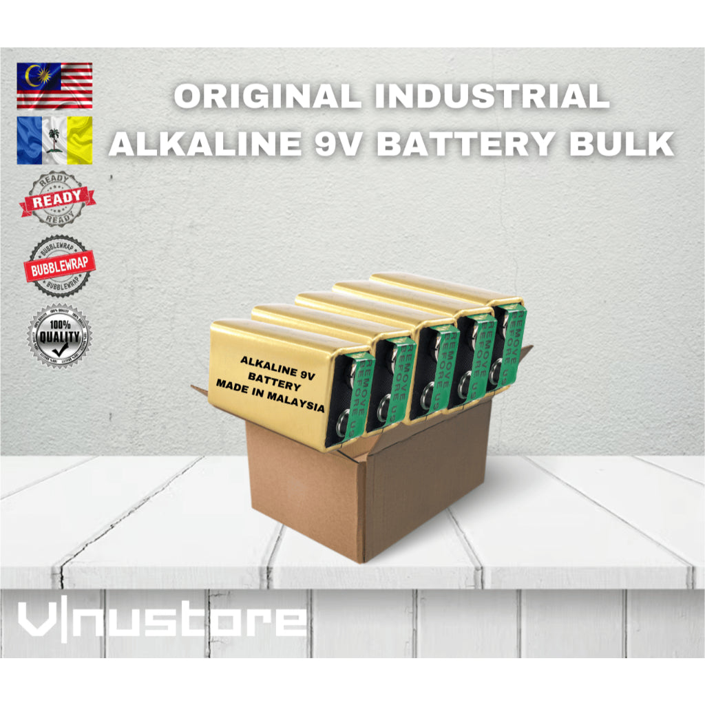 Original 9V Battery Alkaline Gold For Industrial Heavy Duty Bulk 10PCs Made in Malaysia Bateri Batteries Smart Tag Meter