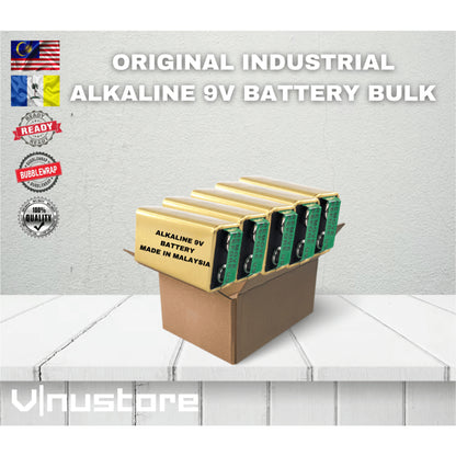 Original 9V Battery Alkaline Gold For Industrial Heavy Duty Bulk 10PCs Made in Malaysia Bateri Batteries Smart Tag Meter
