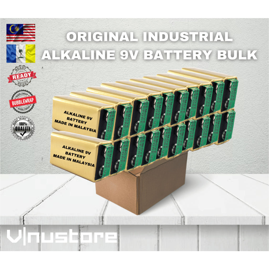 Original 9V Battery Alkaline Gold For Industrial Heavy Duty Bulk 10PCs Made in Malaysia Bateri Batteries Smart Tag Meter