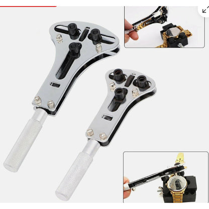 Watch Repair Back Case Opener 55mm / 34mm Adjustable Wrench Screw Cover Remover Tool Kit +18x Screw Battery Replacement