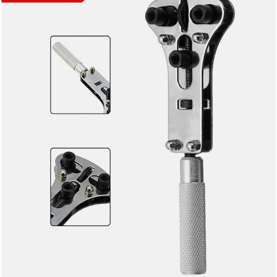 Watch Repair Back Case Opener 55mm / 34mm Adjustable Wrench Screw Cover Remover Tool Kit +18x Screw Battery Replacement