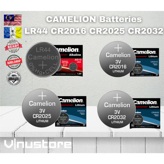 Camelion 3V Coin Battery LR41 LR44 CR1220 CR1225 CR1632 CR2016 CR2025 CR2032 Bateri Remote Watch Calculator Led AG13