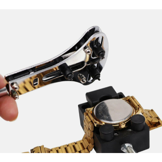 Watch Repair Back Case Opener 55mm / 34mm Adjustable Wrench Screw Cover Remover Tool Kit +18x Screw Battery Replacement