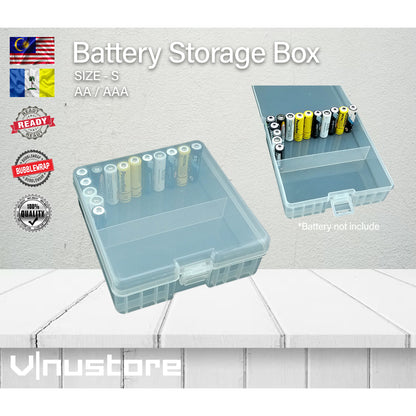 Battery Storage Box | AA AAA 9V Size C Size D Batteries Compartment Holder Container Organizer Protection Box