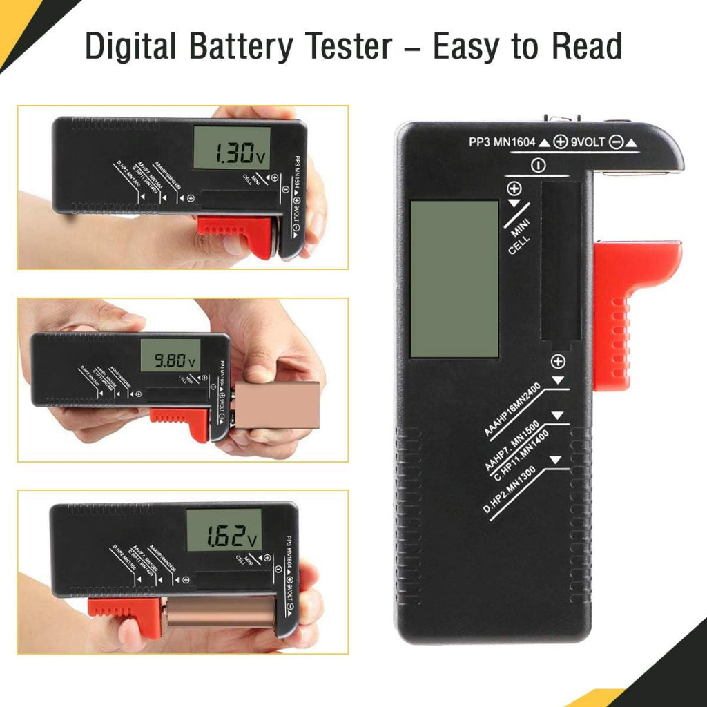 Ultra Battery Storage Box Compartment | Heavy Duty with Battery Tester Wall Mounted | Container for AA AAA C D 9V