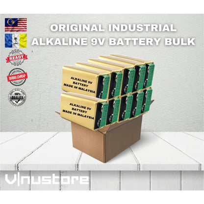 Original 9V Battery Alkaline Gold For Industrial Heavy Duty Bulk 10PCs Made in Malaysia Bateri Batteries Smart Tag Meter