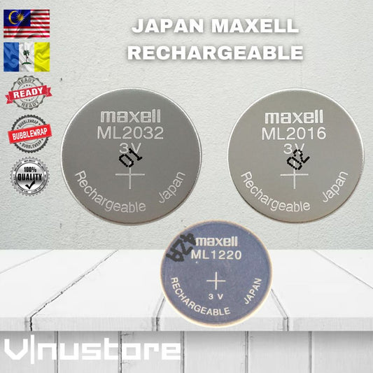 Japan Maxell Rechargeable 3V Coin Battery ML1220 ML2016 ML2025 ML2032 Replacement button cell SRAM RTC