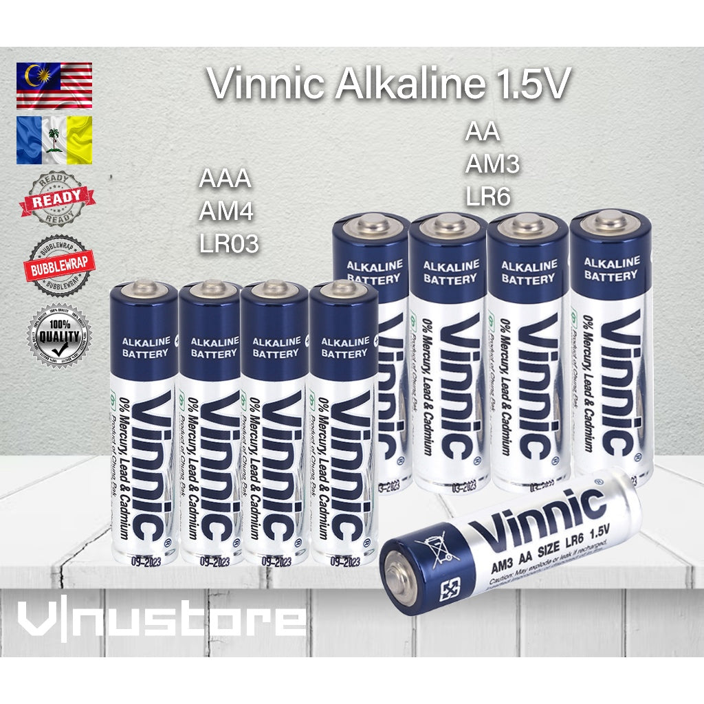 Original Vinnic AA / AAA Alkaline 1.5V Battery AM3 AM4 LR6 LR03