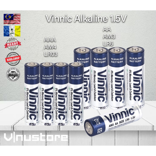 Original Vinnic AA / AAA Alkaline 1.5V Battery AM3 AM4 LR6 LR03
