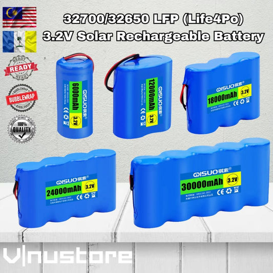 3.2V 32700 / 32650 LFP (Life4Po) Solar Rechargeable Battery with Protection IC Board 太阳能磷酸铁锂大容量带保护板电池组