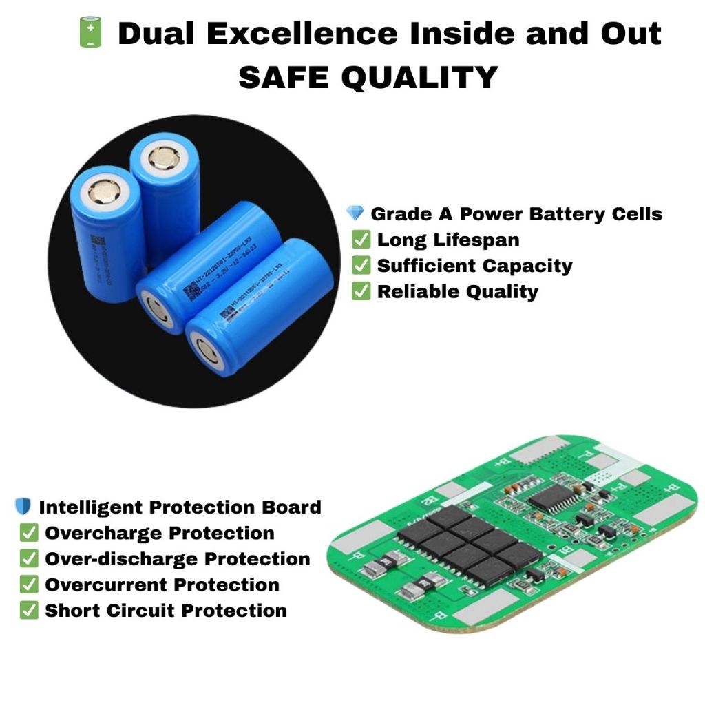 3.2V 32700 / 32650 LFP (Life4Po) Solar Rechargeable Battery with Protection IC Board 太阳能磷酸铁锂大容量带保护板电池组