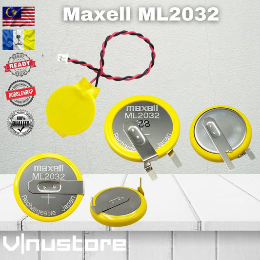 Maxell ML2032 with Pin soldering 3V CMOS Rechargable Coin Cell Lithium Motherboard CMOS Battery