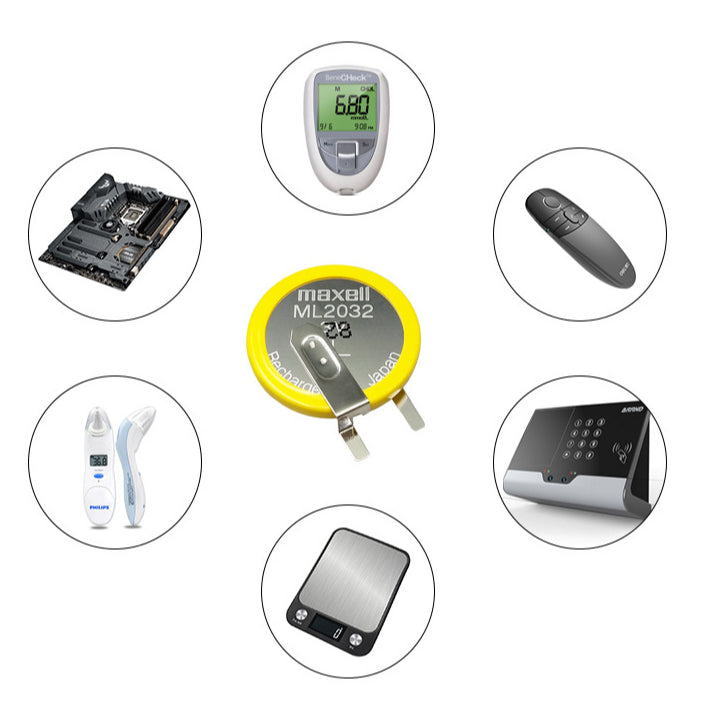 Maxell ML2032 with Pin soldering 3V CMOS Rechargable Coin Cell Lithium Motherboard CMOS Battery