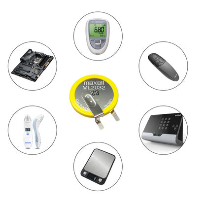 Maxell ML2032 with Pin soldering 3V CMOS Rechargable Coin Cell Lithium Motherboard CMOS Battery