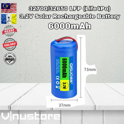 3.2V 32700 / 32650 LFP (Life4Po) Solar Rechargeable Battery with Protection IC Board 太阳能磷酸铁锂大容量带保护板电池组